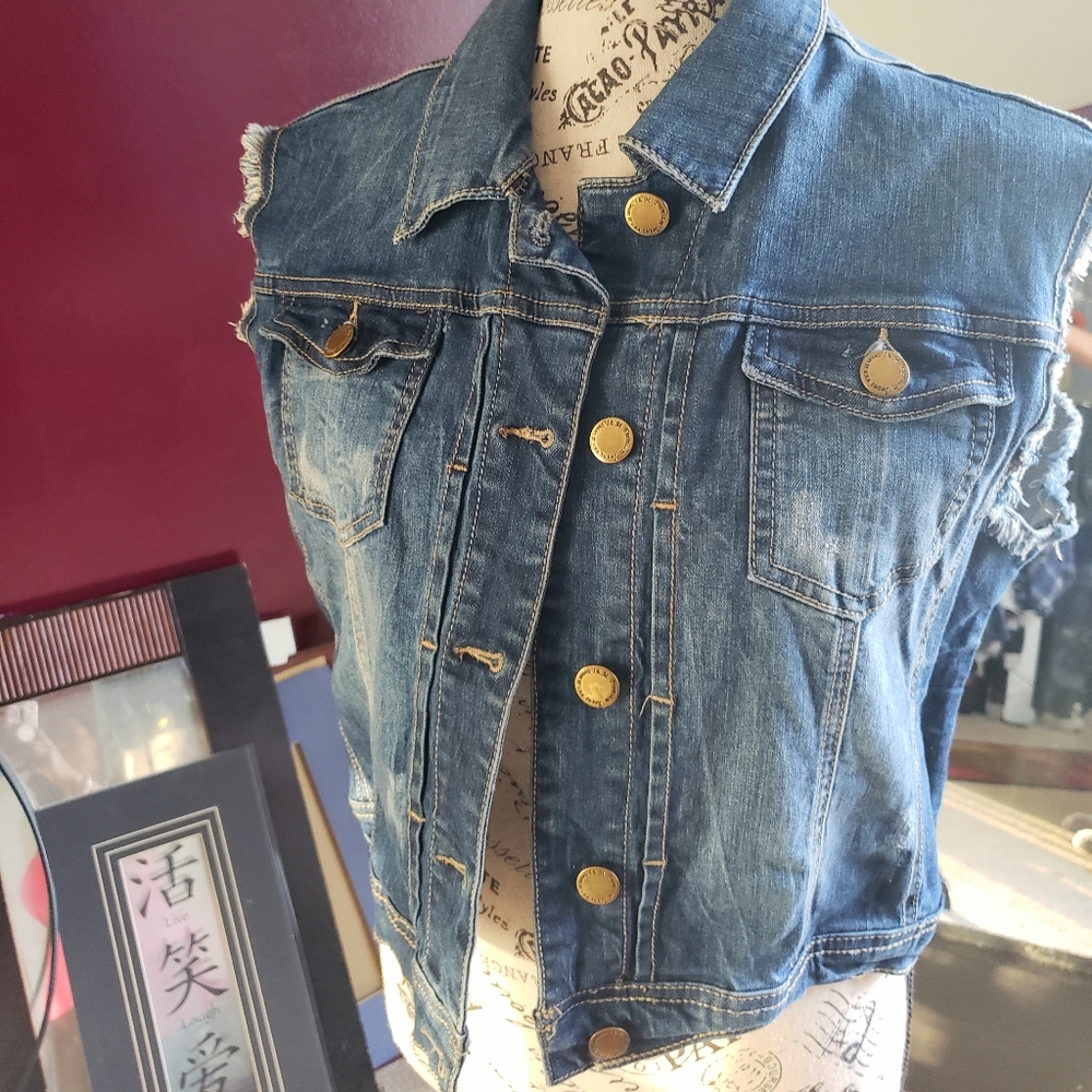 Dark Blue Denim Vest Jacket